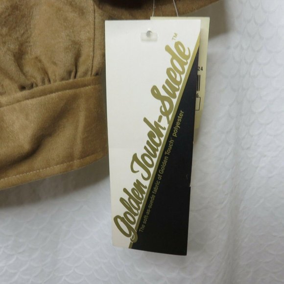 Vintage 80s Faux Suede Moto Jacket XL Brown Pockets Lined Shoulder Pads Washable - Picture 8 of 12